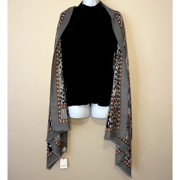 NWT Gregory Ladner Women's Geometric Animal Print Boho Scarf Wrap Safari - Picture 6 of 12